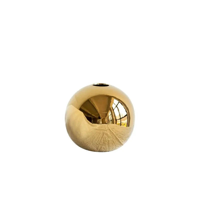 Plating Golden Ball Ceramic Vase Home Decoration