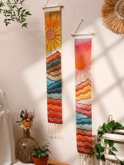 Mountain Sunrise Sunset Macrame Tapestry