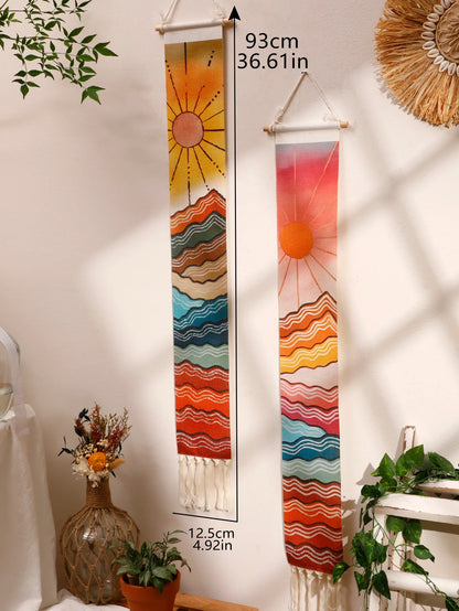 Mountain Sunrise Sunset Macrame Tapestry