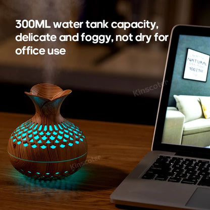 Wood Grain Aroma Diffuser - USB Ultrasonic Humidifier & Atomizer for Home Hydration