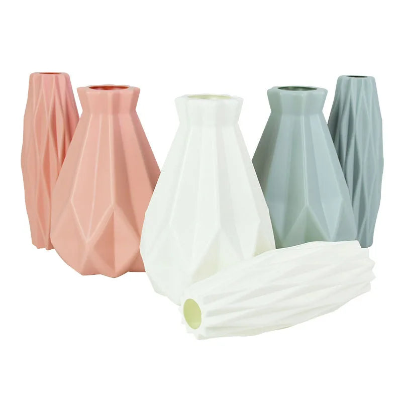 Nordic-Style Plastic Flower Vase: Imitation Ceramic Pot for Home & Wedding Decor