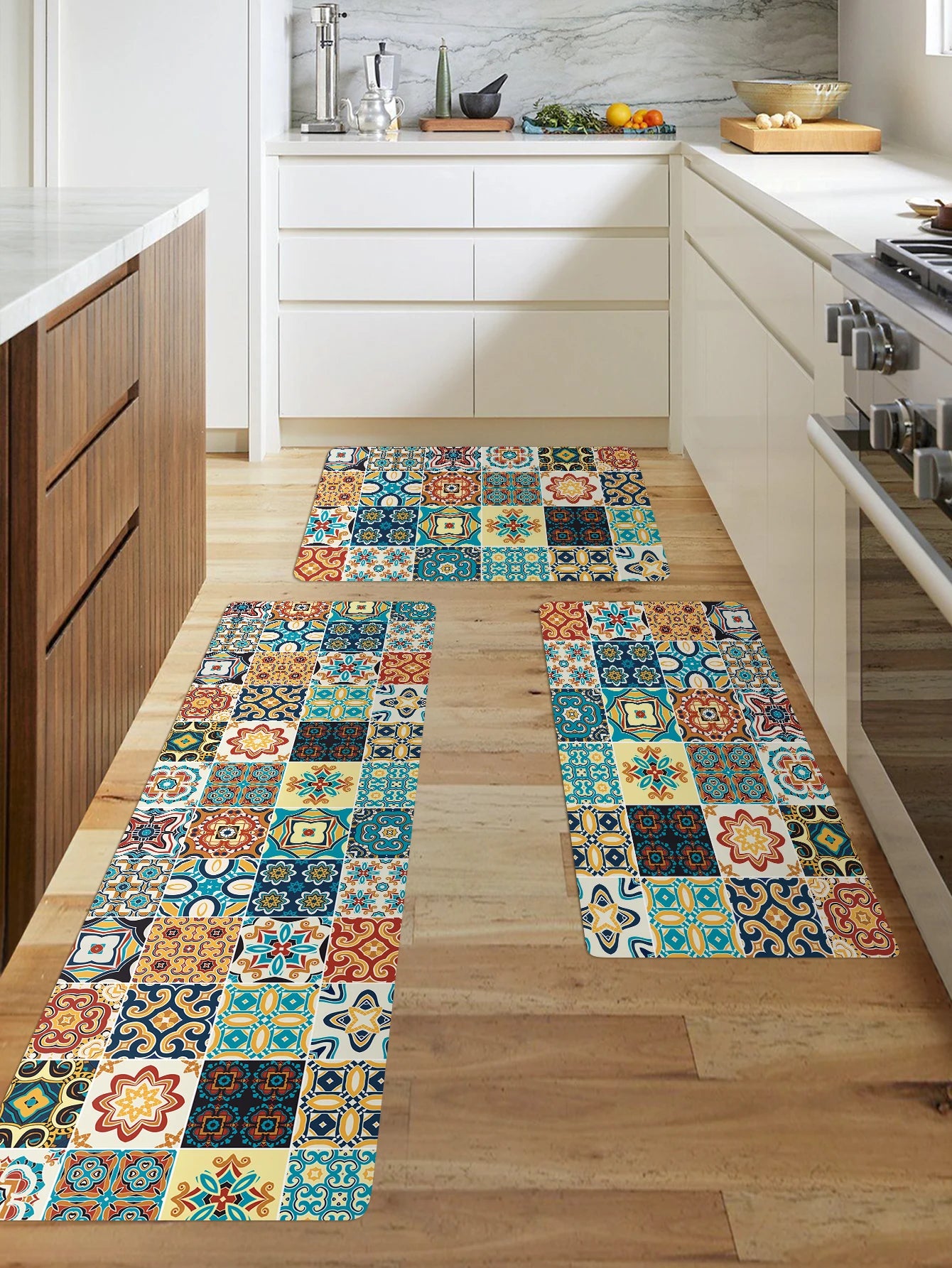 Geometric Anti-Slip Kitchen Entrance Mat