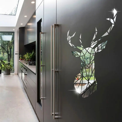 3D Deer Head Stickers Mirror Decals