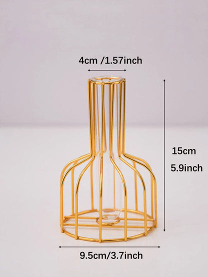 Gold Wrought Iron Hydroponic Vase