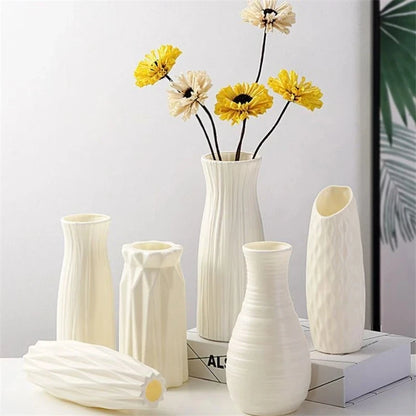 Nordic-Style Plastic Flower Vase: Imitation Ceramic Pot for Home & Wedding Decor