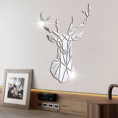 3D Deer Head Stickers Mirror Decals