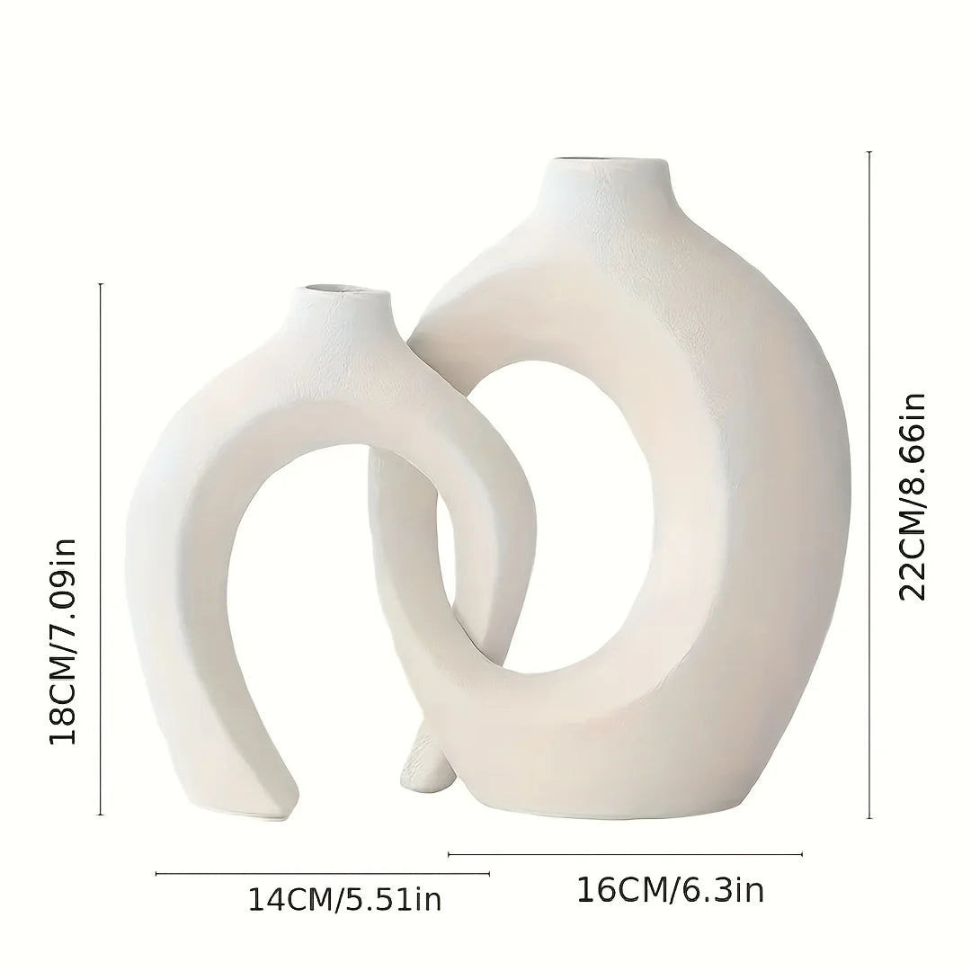 2-Piece Modern Nordic Boho Ceramic Vases - Elegant Decor for Living Spaces