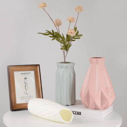 Nordic-Style Plastic Flower Vase: Imitation Ceramic Pot for Home & Wedding Decor