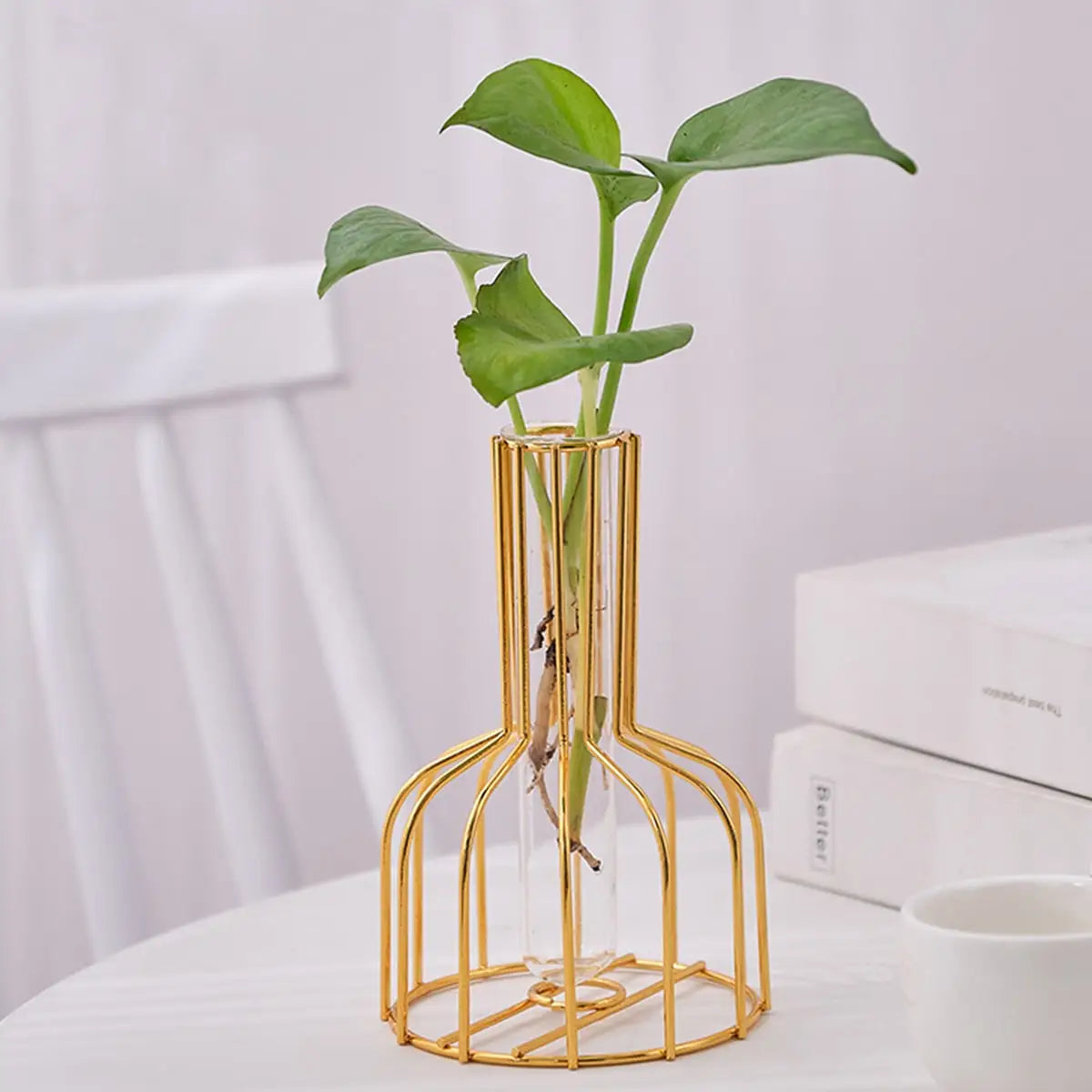 Gold Wrought Iron Hydroponic Vase