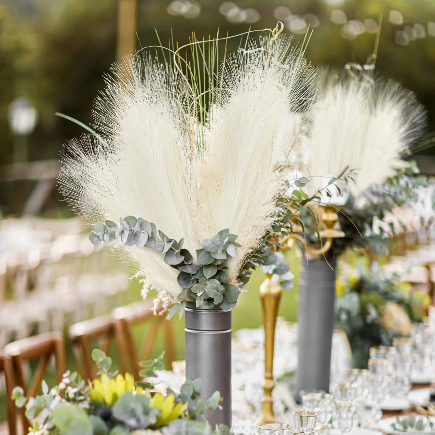 Bohemian Bliss: 10/30Pc Luxe Faux Pampas Grass Set for Weddings & Home Decor