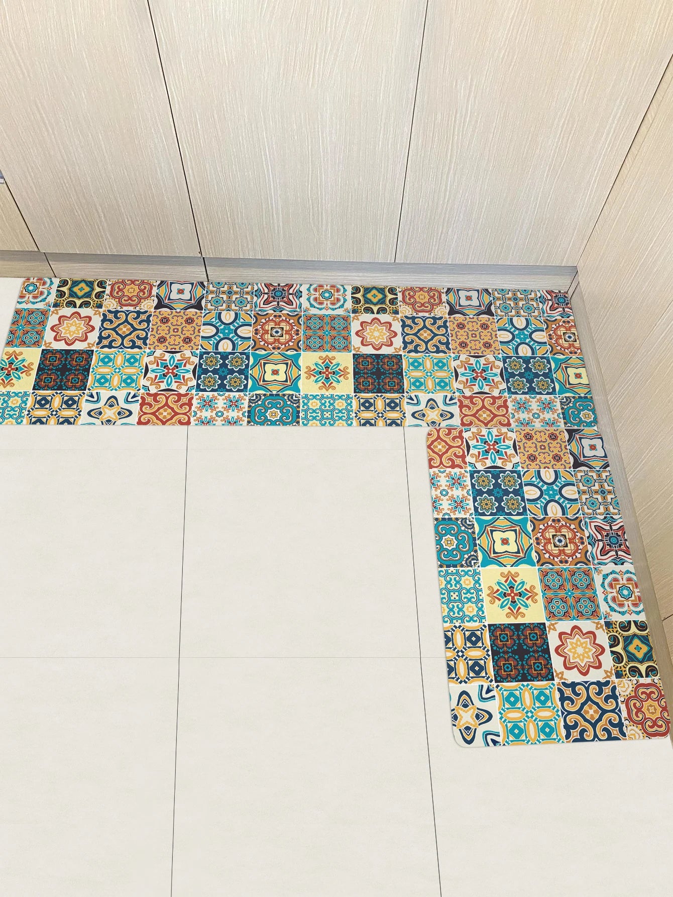 Geometric Anti-Slip Kitchen Entrance Mat