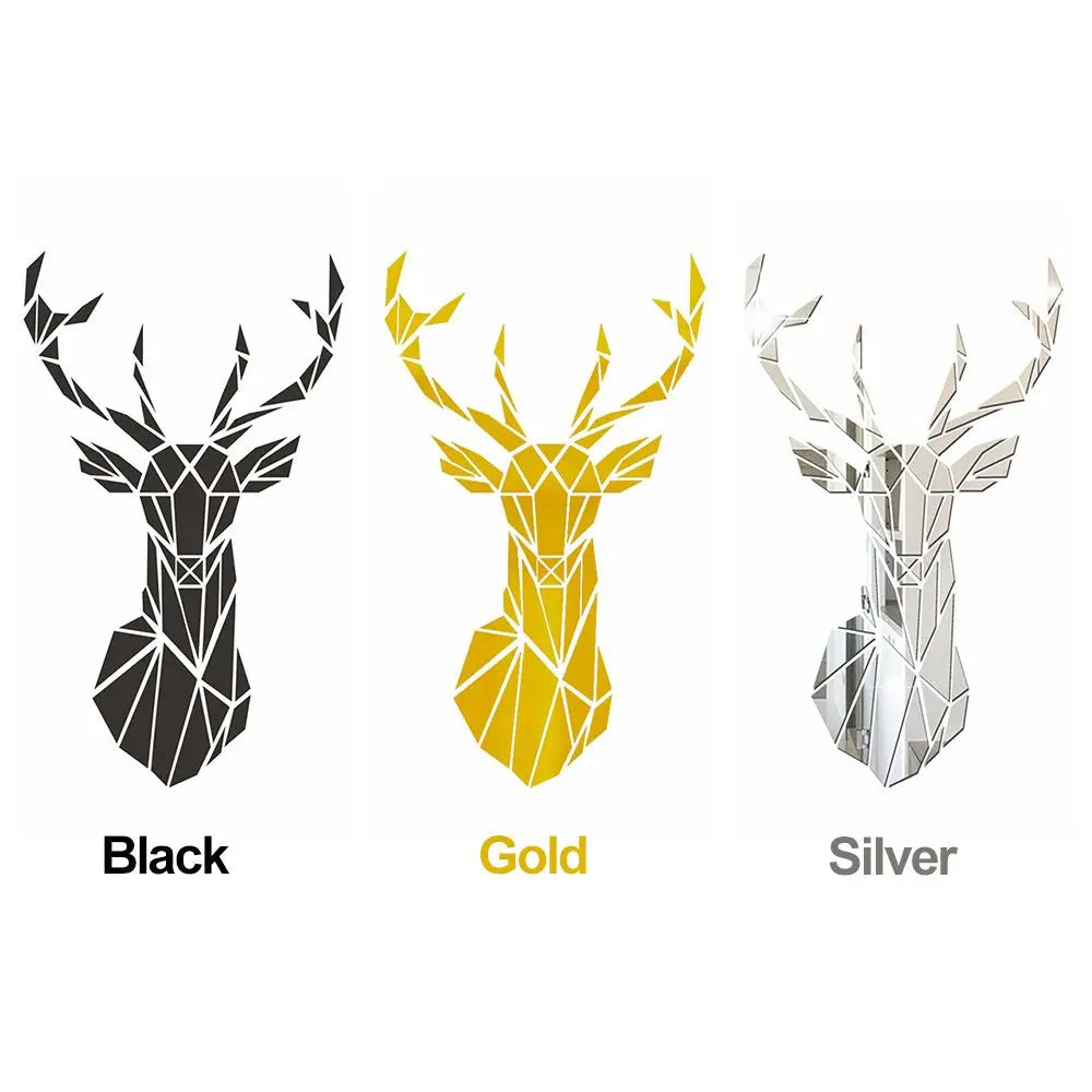 3D Deer Head Stickers Mirror Decals