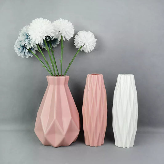 Modern Nordic Flower Vase - Elegant Plastic Pot Basket for Home & Living Room Decor