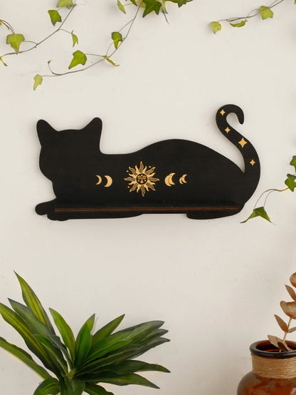 Witchy Moon Cat Phase Crystal Shelf