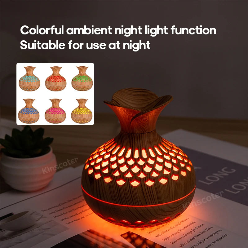 Wood Grain Aroma Diffuser - USB Ultrasonic Humidifier & Atomizer for Home Hydration