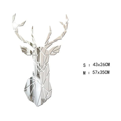 3D Deer Head Stickers Mirror Decals