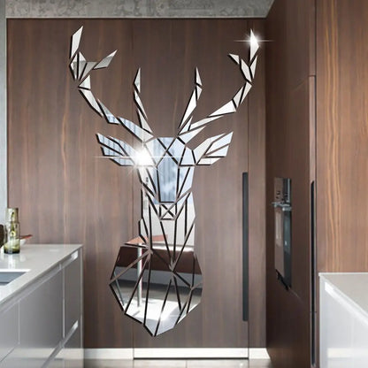 3D Deer Head Stickers Mirror Decals