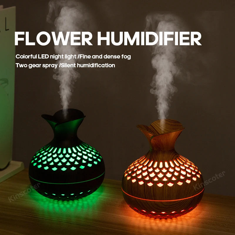 Wood Grain Aroma Diffuser - USB Ultrasonic Humidifier & Atomizer for Home Hydration