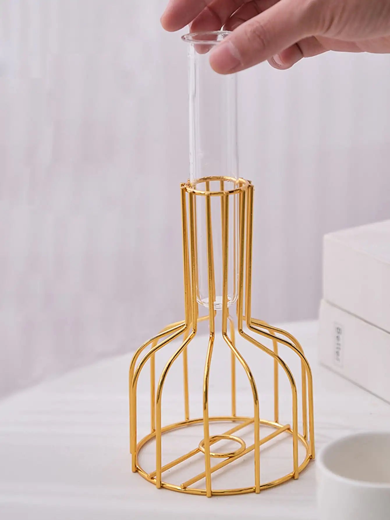 Gold Wrought Iron Hydroponic Vase