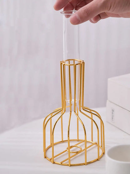 Gold Wrought Iron Hydroponic Vase