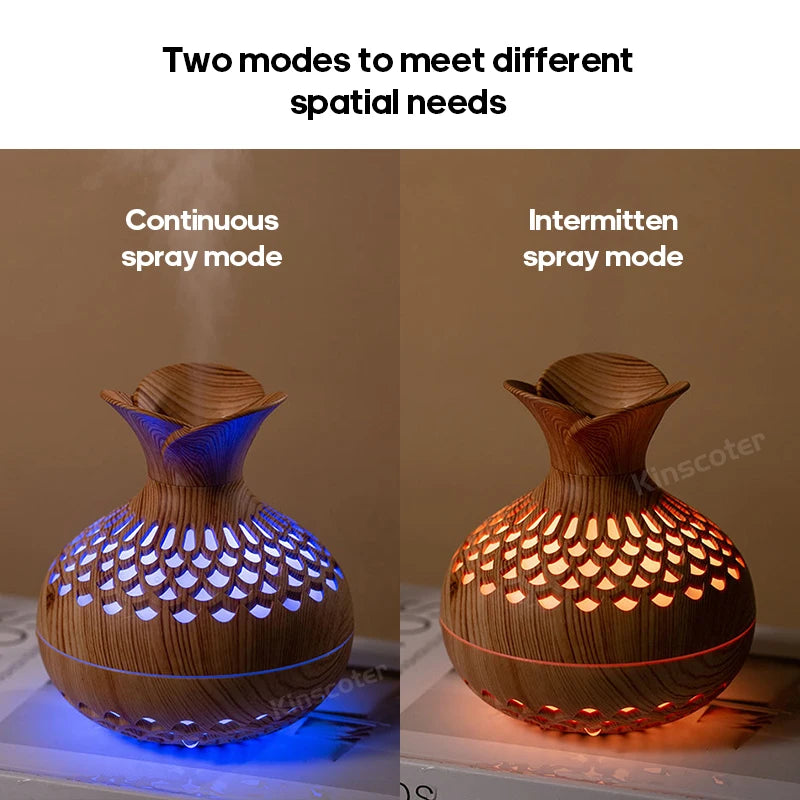 Wood Grain Aroma Diffuser - USB Ultrasonic Humidifier & Atomizer for Home Hydration