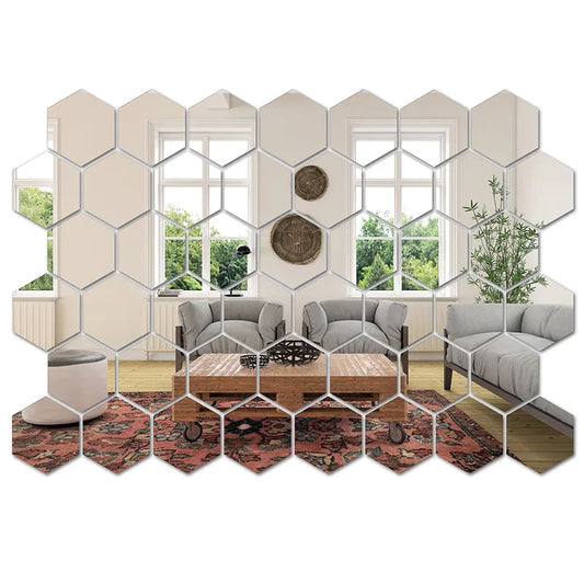 Hexagon Mirror Wall Art Set