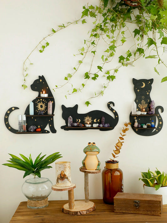 Witchy Moon Cat Phase Crystal Shelf