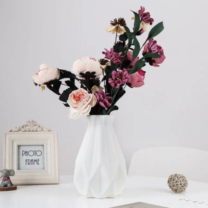 Nordic-Style Plastic Flower Vase: Imitation Ceramic Pot for Home & Wedding Decor