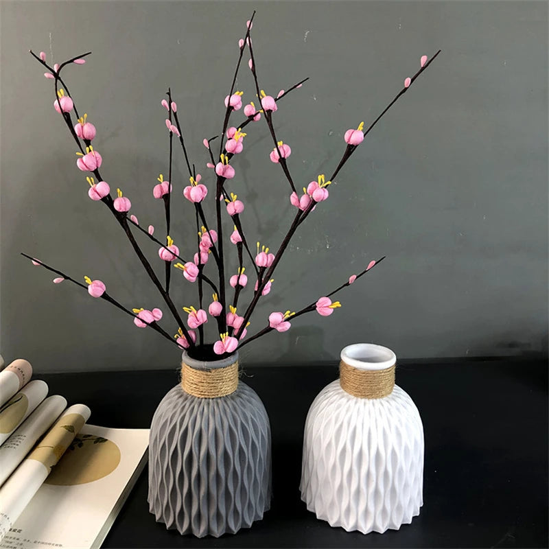 Nordic-Style Plastic Flower Vase: Imitation Ceramic Pot for Home & Wedding Decor