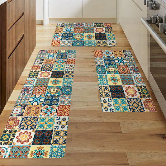 Geometric Anti-Slip Kitchen Entrance Mat