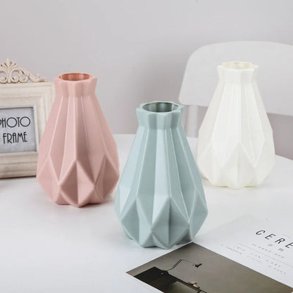 Nordic-Style Plastic Flower Vase: Imitation Ceramic Pot for Home & Wedding Decor