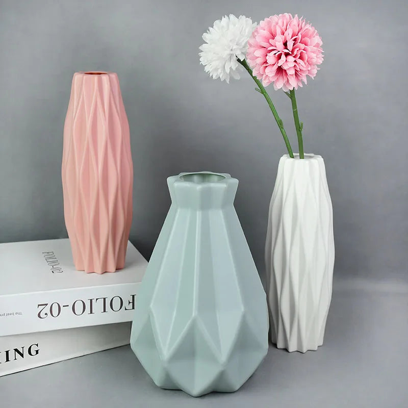 Modern Nordic Flower Vase - Elegant Plastic Pot Basket for Home & Living Room Decor